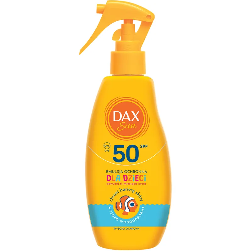 Dax Sun emulsja ochronna SPF 50 dla dzieci do twarzy i ciała z ekstraktem z bawełny, D-pantenolem i gliceryną 200 ml