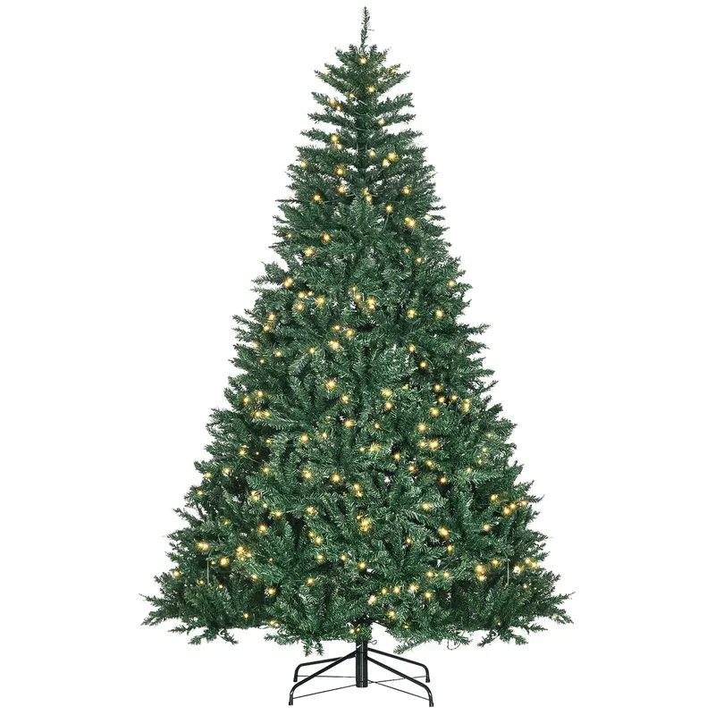 Choinka bożonarodzeniowa, 700 ciepłobiałych diod LED, 2154 gałęzi, trudno zapalna, tworzywo sztuczne/metal, 210 x 142 cm, zielona
