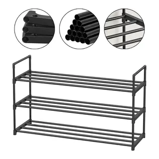 Szafka stojak NA BUTY regał 3 POZIOMY organizer 92x54x30 cm METALOWY CZARNY