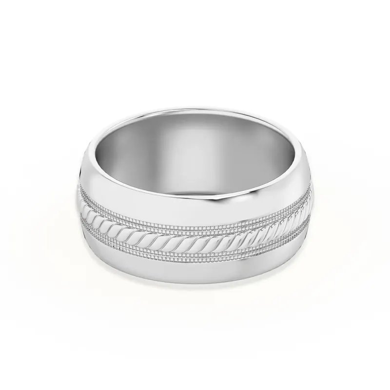 Single Rope Obrączka Ślubna 585 Białe Złoto (14K) 8 MM