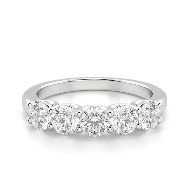 Obrączka Ślubna Anniversary 5 Kamieni Laboratoryjny Diament 585 Białe Złoto (14K)