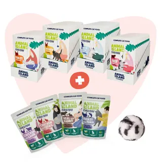 ANIMAL ISLAND Love Box Filety w rosole Box + zabawka - mokra karma dla kota - 48x85g