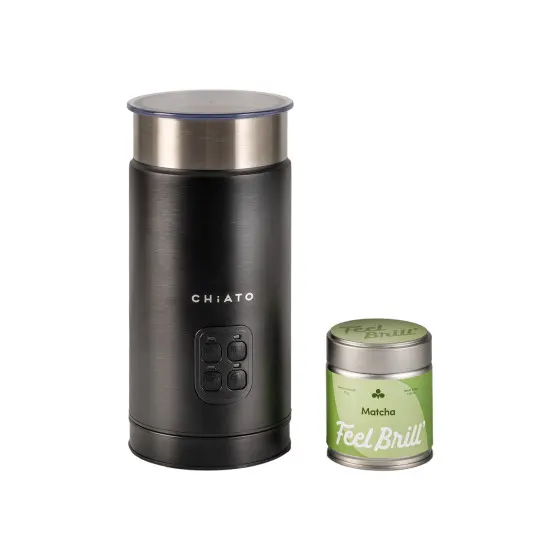 Zestaw spieniacza do mleka CHiATO milkPLAY i herbaty matcha Feel Brill
