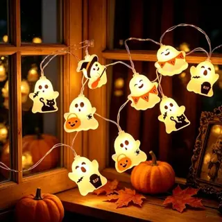 Lampki choinkowe na Halloween – 3 m – 20 diod LED – zasilane przez USB – urocze lampki-widmo do użytku wewnątrz i na zewnątrz