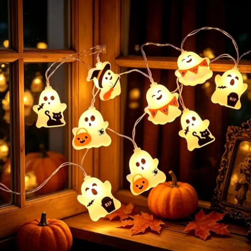 Lampki choinkowe na Halloween – 3 m – 20 diod LED – zasilane przez USB – urocze lampki-widmo do użytku wewnątrz i na zewnątrz