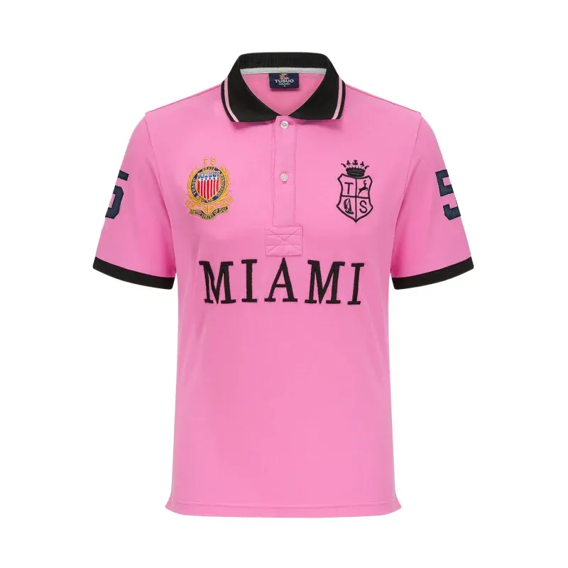 Polo Shirts for Men Miami Classic Red White Pink Sports Casual Pure Cotton Plus Size 7xl New Short Short Sleeved Collar T Shirt