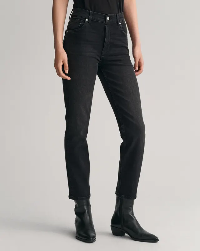Gant Spodnie Jeansowe Damskie Slim Fit Czarne
