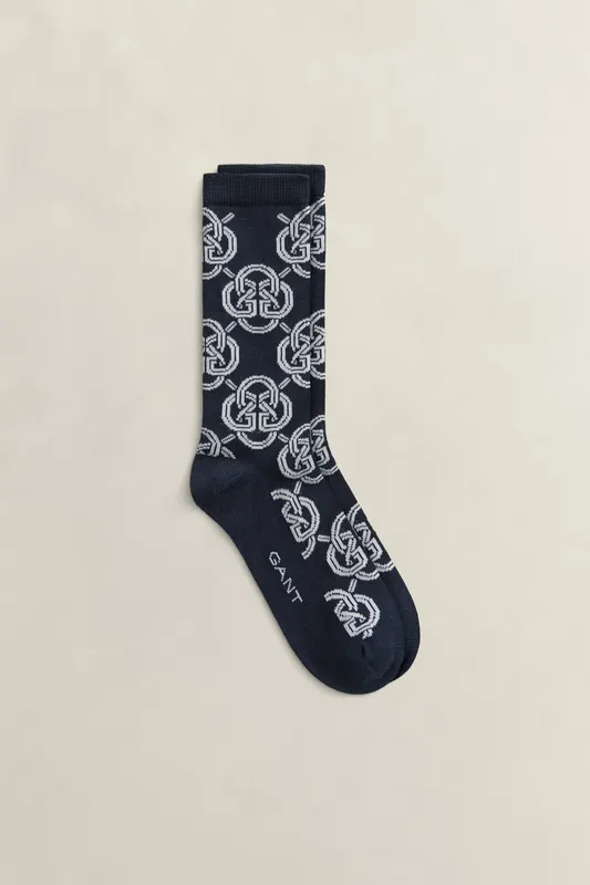 Gant Skarpetki Damskie Z Monogramem Granatowe