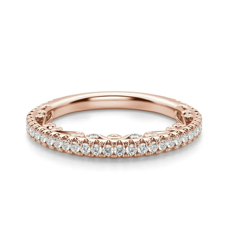 Obrączka Ślubna Fleur Laboratoryjny Diament 585 Różowe Złoto (14K)