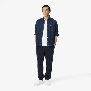 Lacoste Regularne Spodnie Dresowe Z Polaru Granatowe Męskie Granatowy