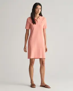 Gant Bawełniana Sukienka Damska Z Nadrukiem, Kołnierzykiem Polo İ Krótkim Rękawem Slim Fit