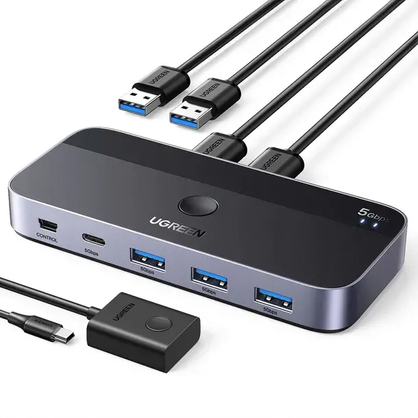UGREEN PRZEŁĄCZNIK SWITCH 3X USB-A 3.0 USB-C 5Gb/s + 2 x KABEL USB-A 1,5M