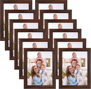 Ramki na zdjęcia 15x20 cm brązowe rustykalne 12 szt. na stół i ścianę
