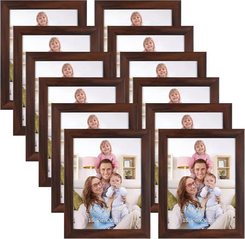 Ramki na zdjęcia 15x20 cm brązowe rustykalne 12 szt. na stół i ścianę