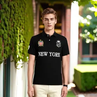 Designer New York Men's Polo T Shirt Classic Breathable Cotton Short Sleeve Golf Wear Collared Tee Shirts US Size Boys Clothes