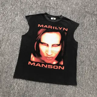 Yao Fashion Loose Oversize Vintage Tee Graphics Print Men Tops Street Style Cotton Casual Band Rock Sleeveless Vest For Men