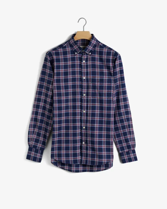 Gant Bawełniana Koszula Męska W Kratkę Z Długim Rękawem Regular Fit