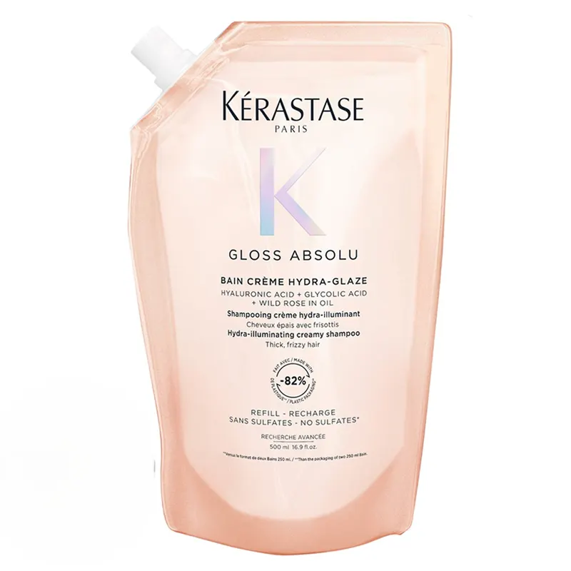 Kerastase Gloss Absolu Bain Crème Hydra-Glaze Szampon do Włosów Grubych z Tendencją do Puszenia 500ml Refill