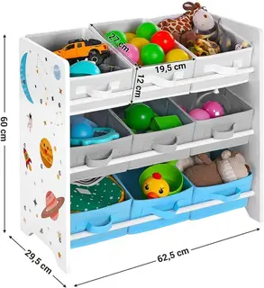 Regał na zabawki dla dziecka z pojemnikami 60cm.