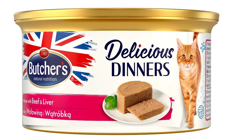 Butcher’s Delicious Dinners Cat- mokra karma dla kota  z wołowiną i wątróbką w formie musu - puszka - 85 g