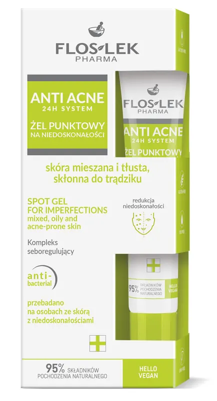 Floslek Pharma Żel Punktowy na Niedoskonałości Skóra Mieszana i Tłusta, Skłonna do Trądziku 20ml