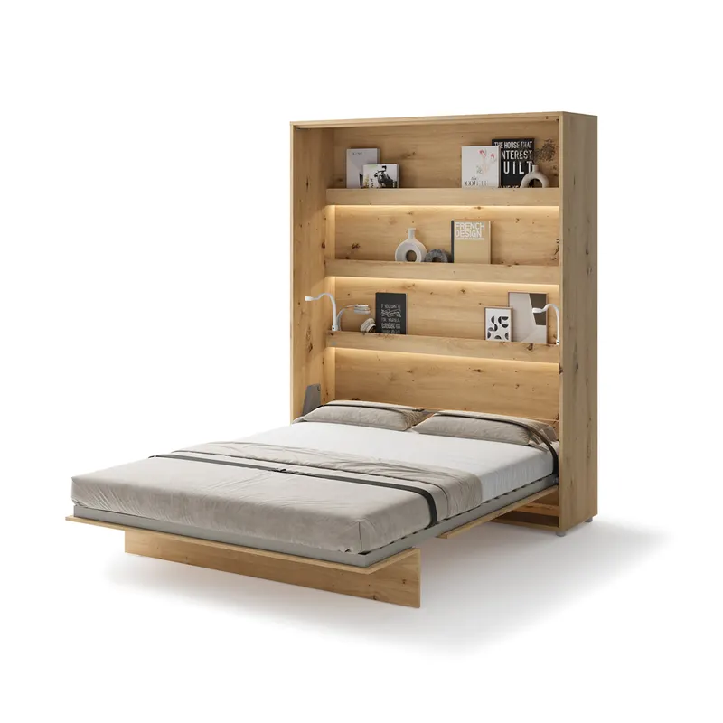 Półkotapczan pionowy BC-12 Bed Concept | 160x200 cm | Dąb Artisan | składany | funkcjonalny | oszczędność przestrzeni