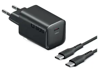Ładowarka sieciowa SBS 65W GaN PD 3.0 USB-C + kabel 2m Czarny