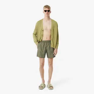 Lacoste Kąpielówki Z Nadrukiem O Średniej Długości Męskie Zielony