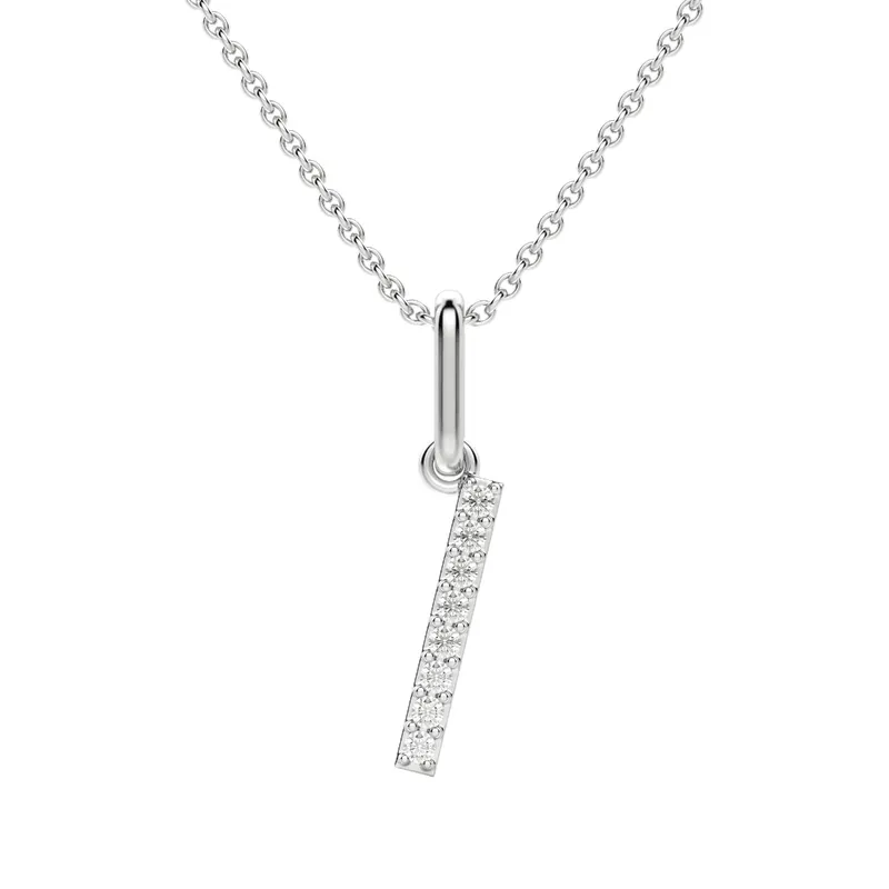Wisiorek Litera "I" Laboratoryjny Diament 585 Białe Złoto (14K)
