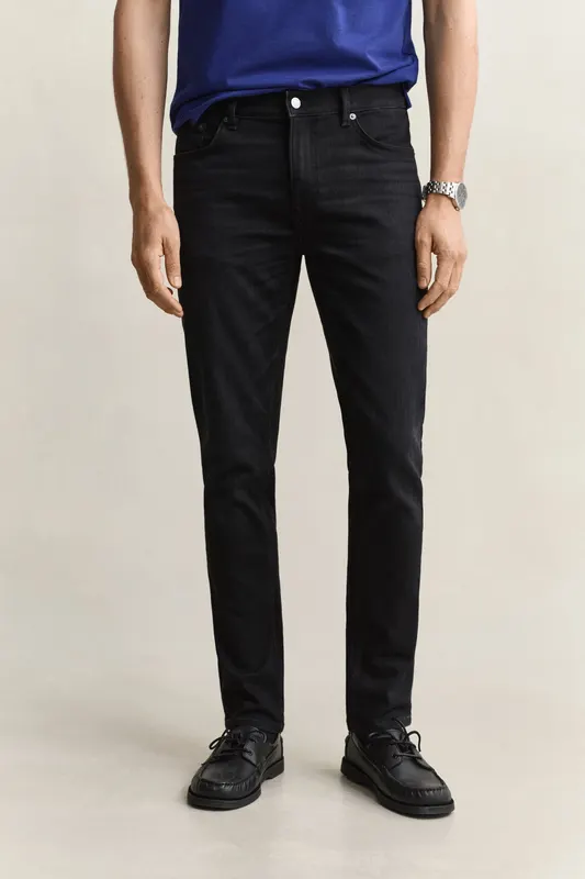 Gant Jeansy Męskie Slim Fit Czarne