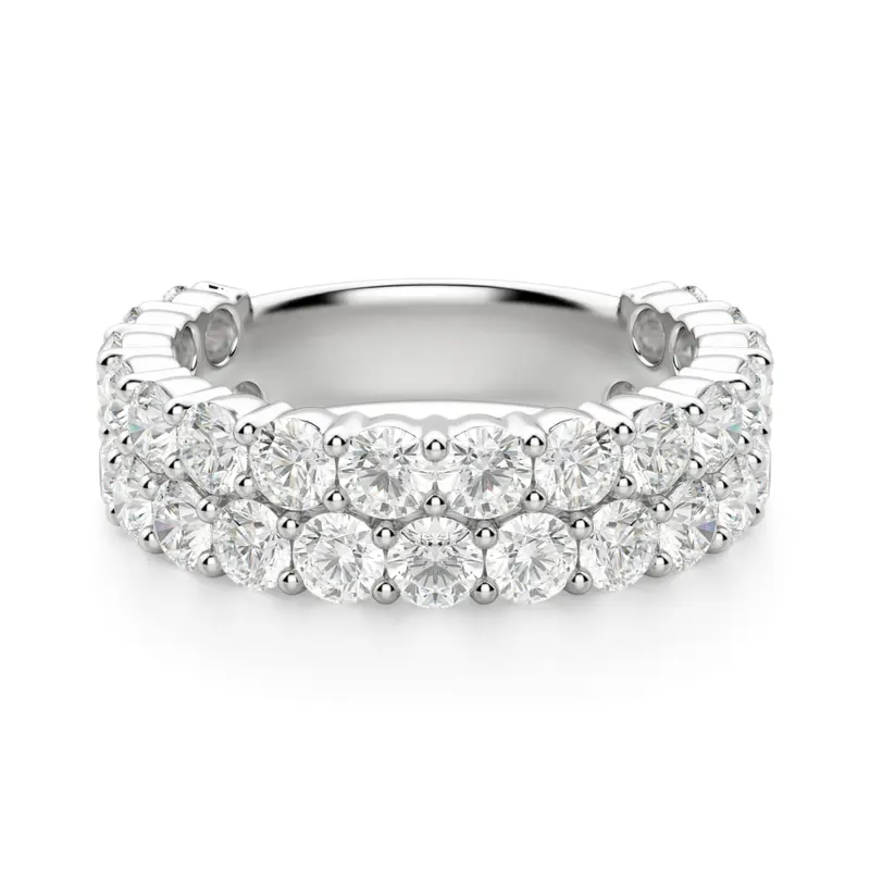 Obrączka Ślubna Half Eternity Pave z Okrągłymi Kamieniami 2.70 mm Laboratoryjny Diament 585 Białe Złoto (14K)