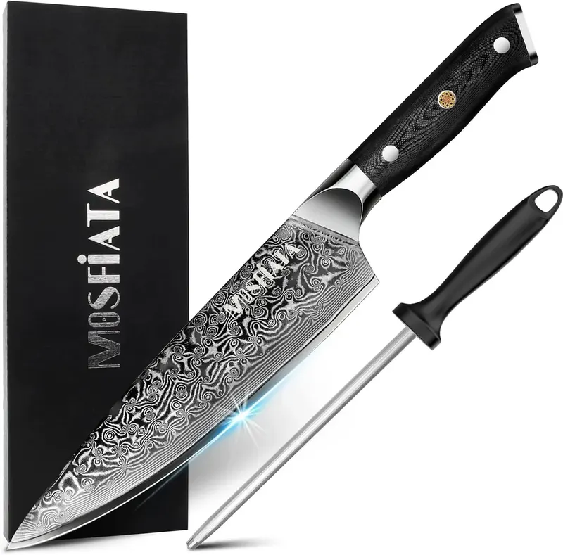 Nóż szefa kuchni 20 cm japoński damasceński stal VG-10 ochroną palców