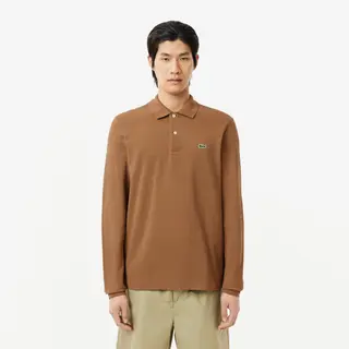 Lacoste Polo L.12.12 Klasyczny Krój Długi Rękaw Brązowe Męskie Brązowy