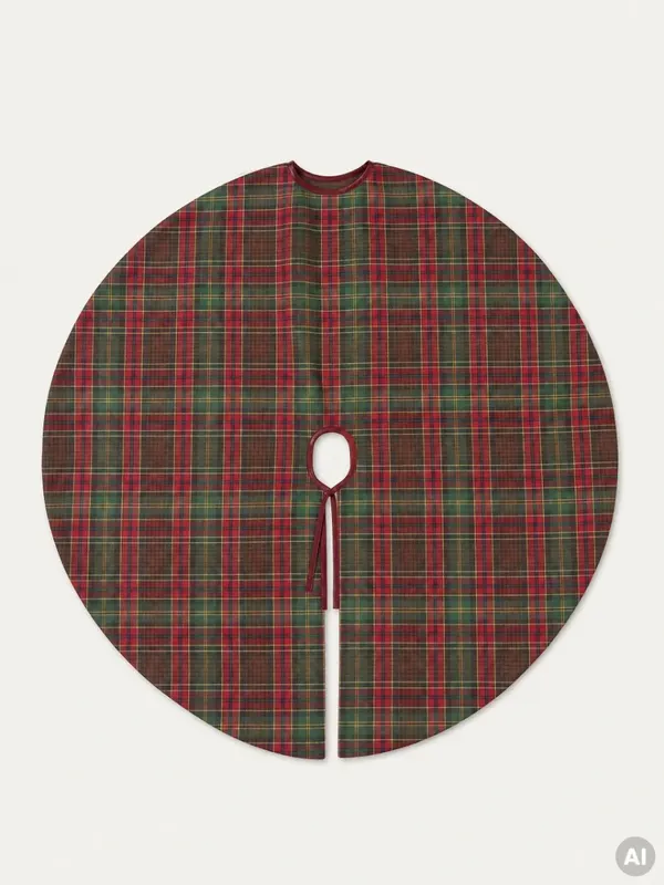 Mata choinkowa TARTAN czerwona 120 cm