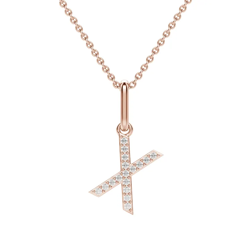 Wisiorek Litera "X" Laboratoryjny Diament 585 Różowe Złoto (14K)