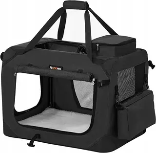 SKŁADANY Transporter dla PSA KOTA lekki klatka podróżna 60x42x42 cm CZARNY
