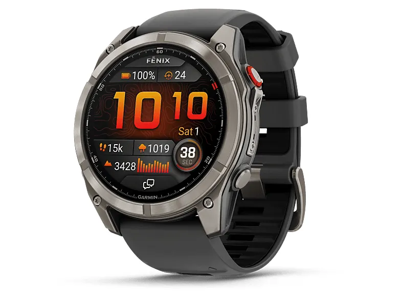 Smartwatch GARMIN fenix 8 Pro 51 mm Amoled Sapphire Tytanowy z paskiem silikonowym w kolorze czarno-szarym 010-03199-11
