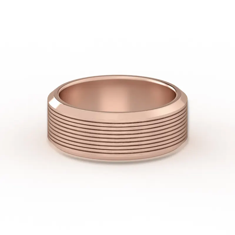 Teksturowana Obrączka Ślubna Edge Satin Finish 585 Różowe Złoto (14K) 7 MM