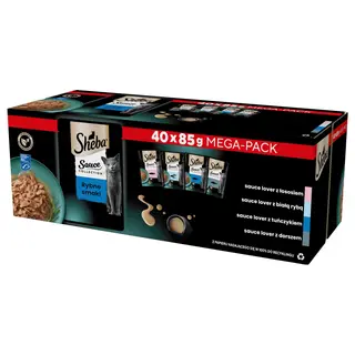 SHEBA Sauce Collection Kolekcja rybnych smaków Box - mokra karma dla kota - 40x85 g