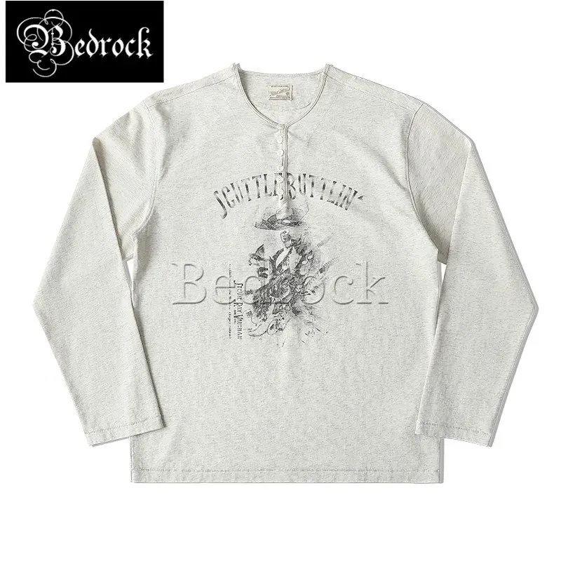 MBBCAR Men's  Cotton Henley Shirt 250G Button Placket Long Sleeve Casual Top Digital Print Blues Guitar Graphic Tee Vintage