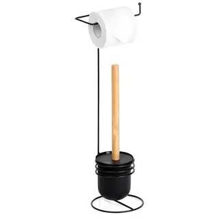 Stojak na papier toaletowy ze szczotką czarny 53 cm