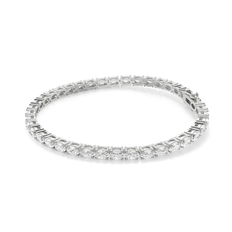 4 Prong Owalna Tenisowa Bransoletka s Laboratoryjnym Diamentem 9,00 krt z białego złota pr. 14K (585)
