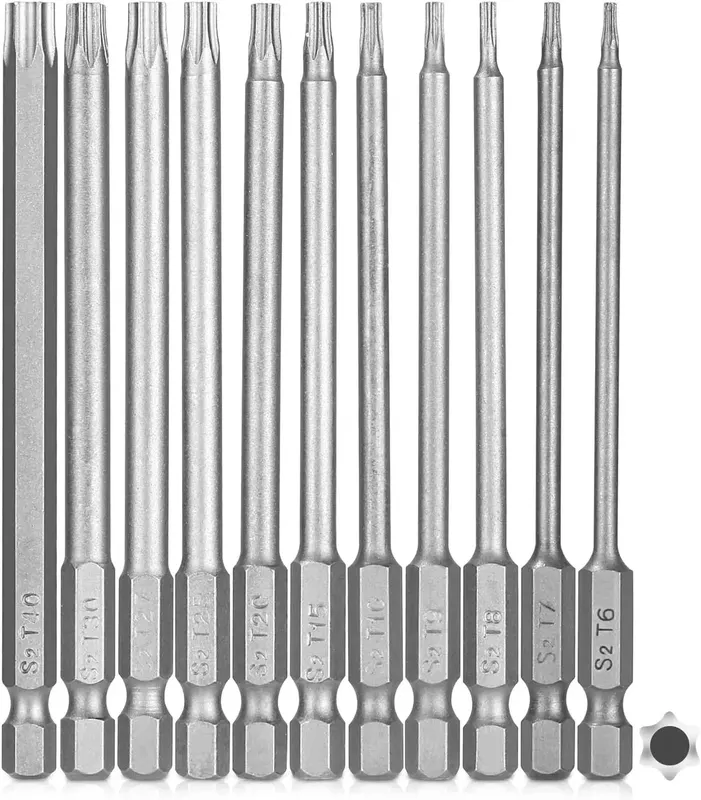 ZESTAW 11 KOŃCÓWEK WKRĘTAKOWYCH TORX 100MM MAGNETYCZNE T6-T40