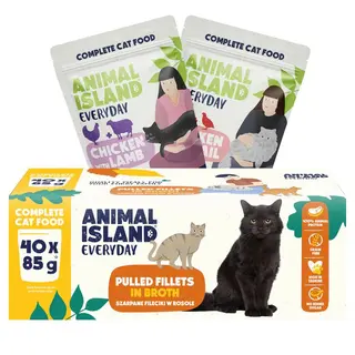 ANIMAL ISLAND Everyday Fillets in broth Kurczak z jagnięciną i Kurczak z przepiórką Box - mokra karma dla kota - 40x85g