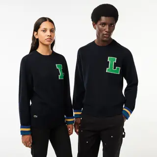 Lacoste Sweter Neo Heritage Unisex O Klasycznym Kroju Z Okrągłym Dekoltem Męskie Granatowy