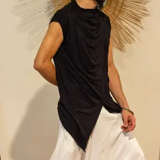 Personalized Trendy Men's Sleeveless T-shirt Stack Collar Split Top