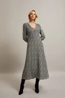 Sukienka midi w grochy czarna