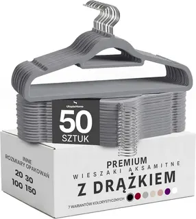 Wieszaki aksamitne antypoślizgowe 50 szt. szare wieszaki do ubrań