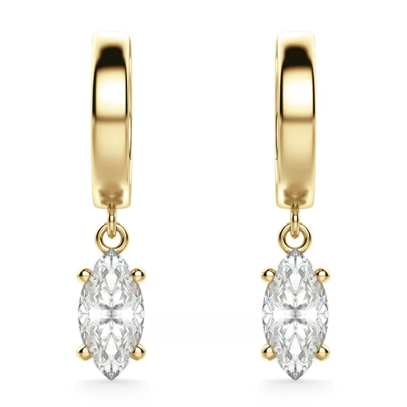 Kolczyki Wiszące Solitaire z Laboratoryjnym Diamentem Marquise 2.00 Karata 585 Żółte Złoto (14K)