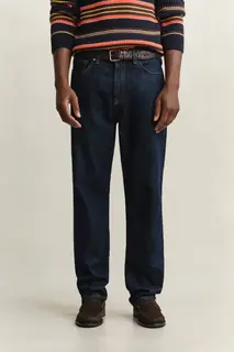 Gant Jeansy Męskie Straight Fit Granatowe